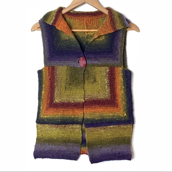 Sweaters - Handmade Boho Hippie Multi-colored Sweater Vest  S